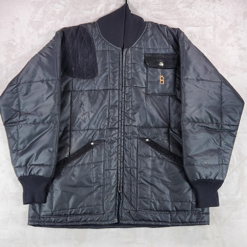 Vintage Bob Allen Jacket Mens XL Black Quilted Padded Shooting Hunting Coat